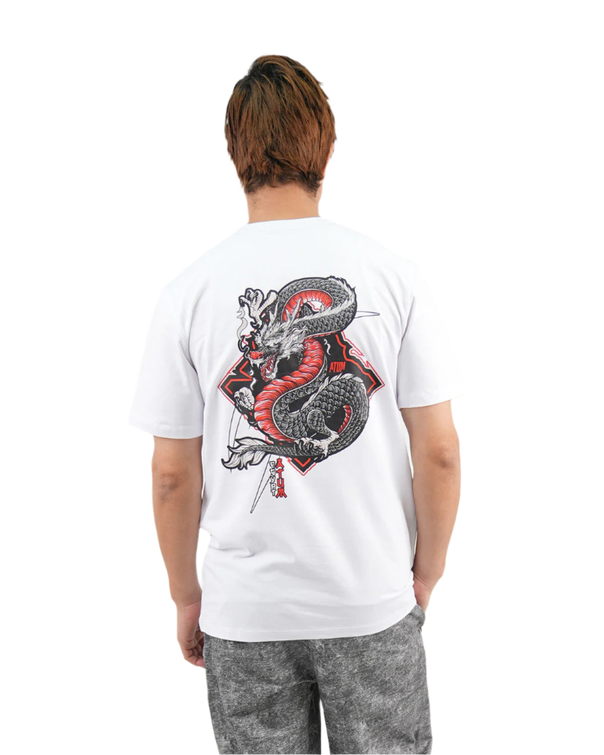Dragon Strike Graphic White T-Shirt-Atum -76202947