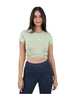 Twisted Short Sleeves Green Crop Top