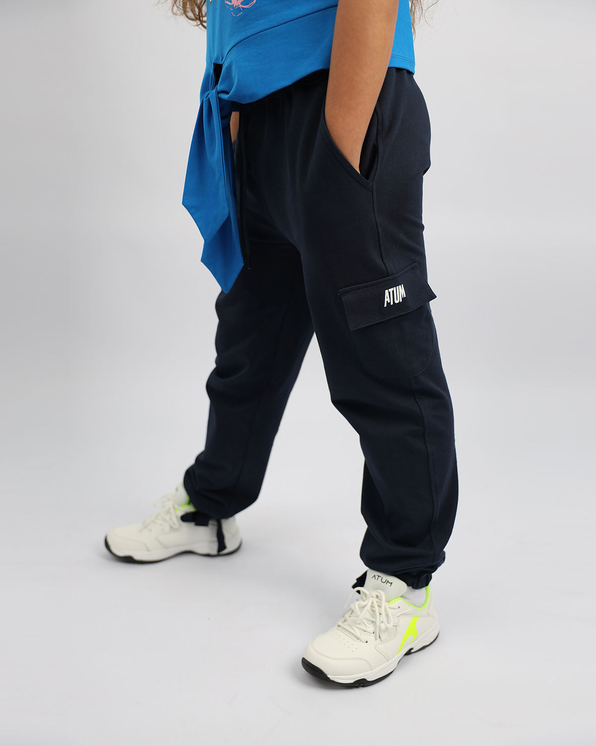 Girl's Basic Navy Sweatpants-Atum -52227424