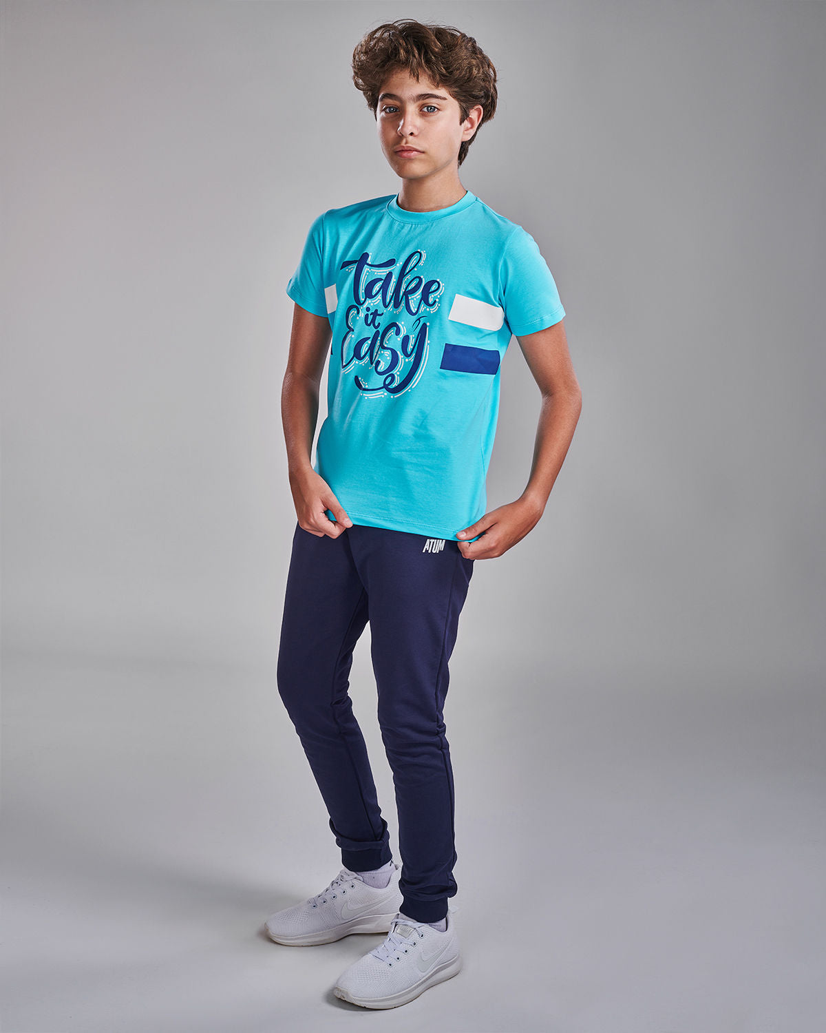 Boy's Sportive Navy Sweatpants-Atum -47113977