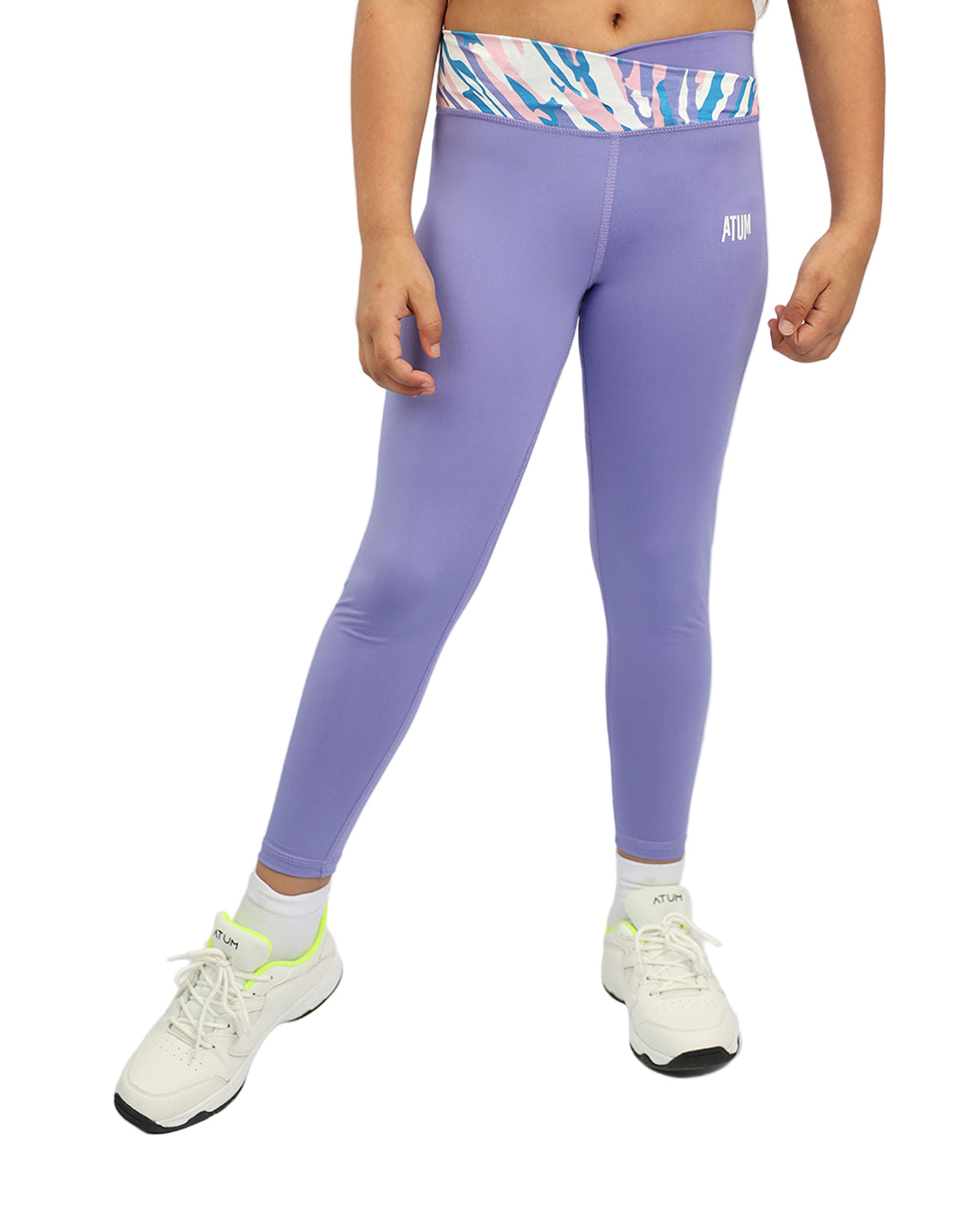 Girl's Floral Purple Leggings-Atum -72190202