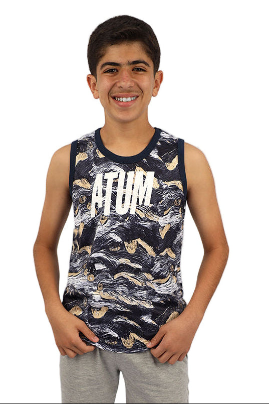 Boy's Printed Navy Tank Top
