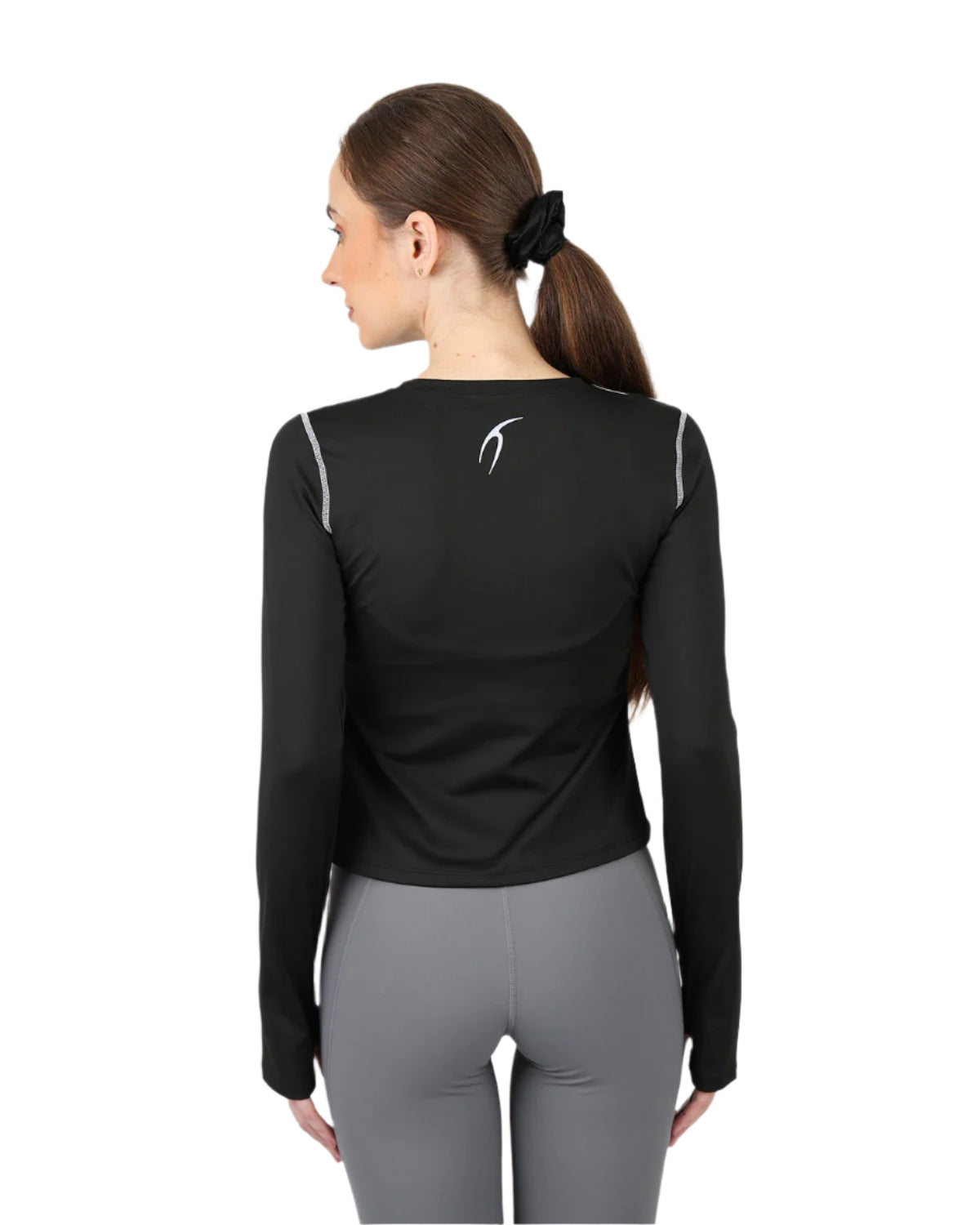 Streamline Long Slevess Women's Black Top-Atum -88066768
