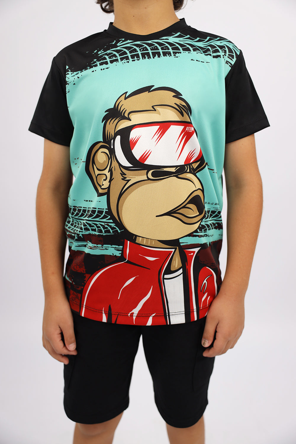 Monkey Graphic Boy's Black T-Shirt