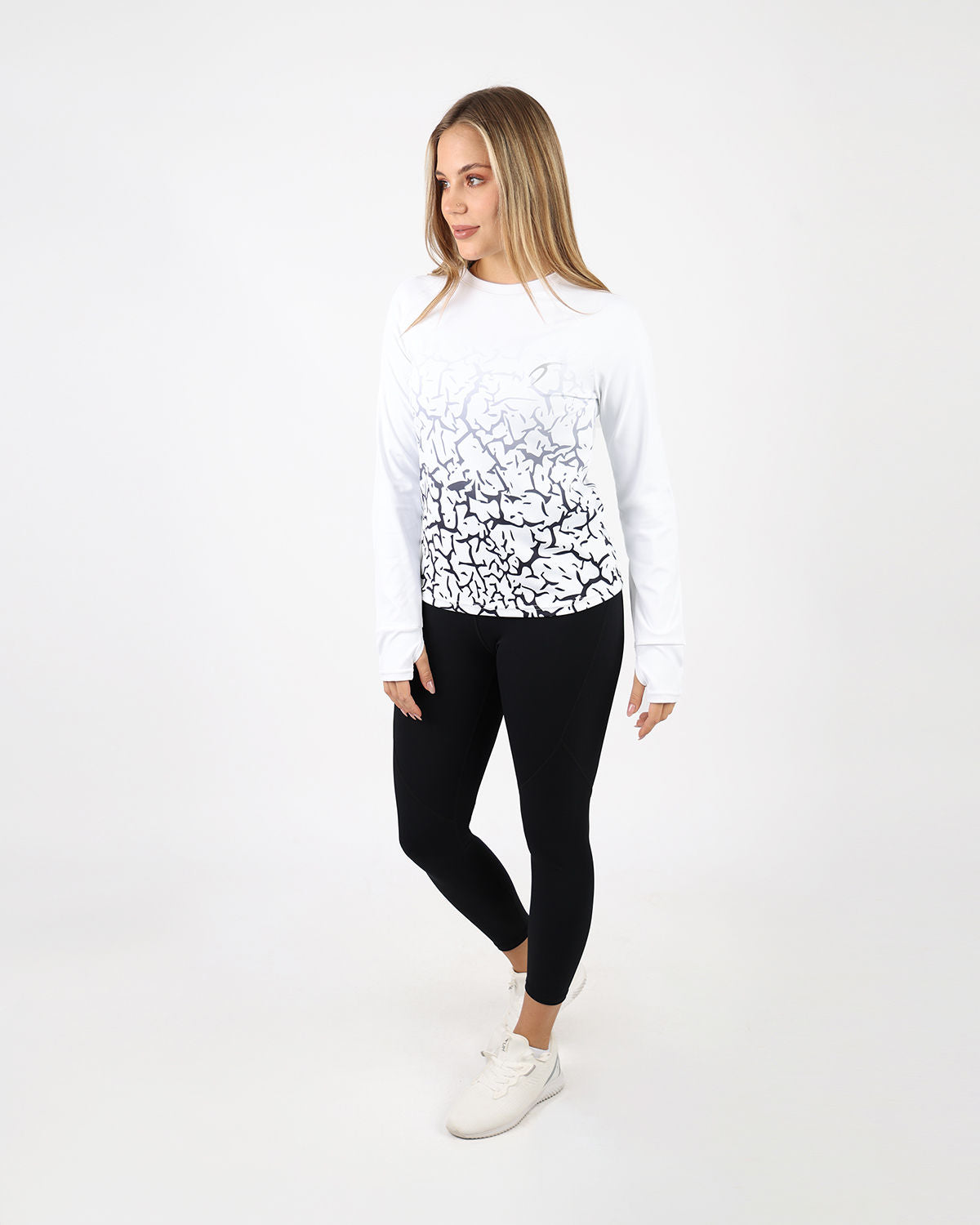 Graffiti Long-Sleeve White Shirt-Atum -57019665