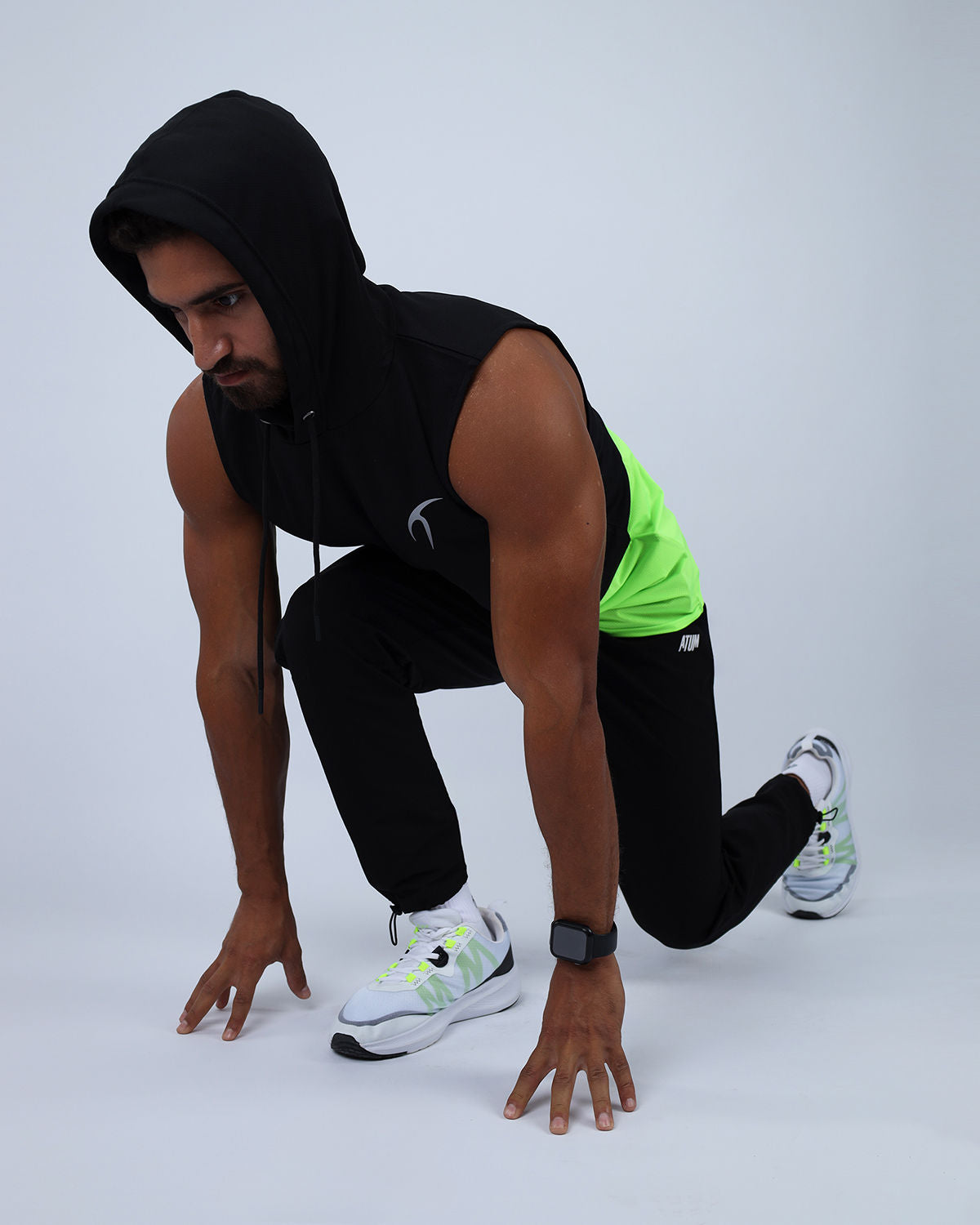 Sleeveless Breathable Green Hoodie-Atum -33822323