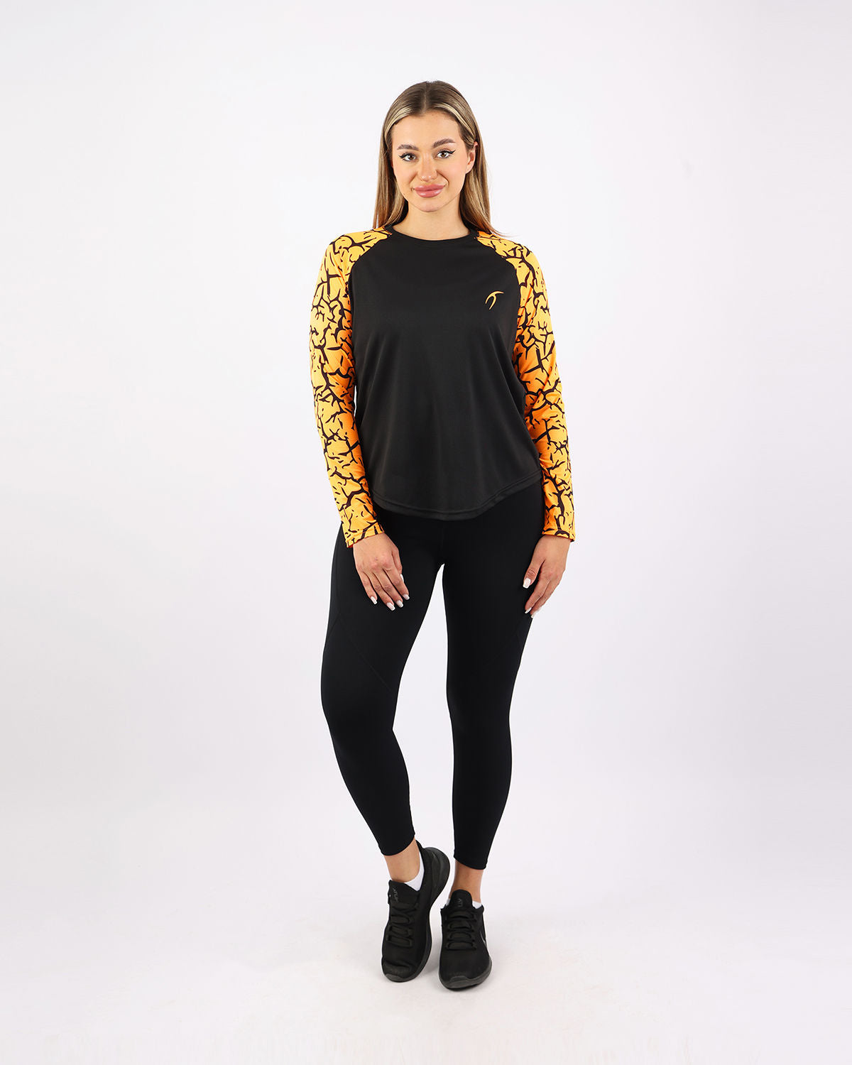 Crew Neck Long Sleeve Orange Top-Atum -49647524