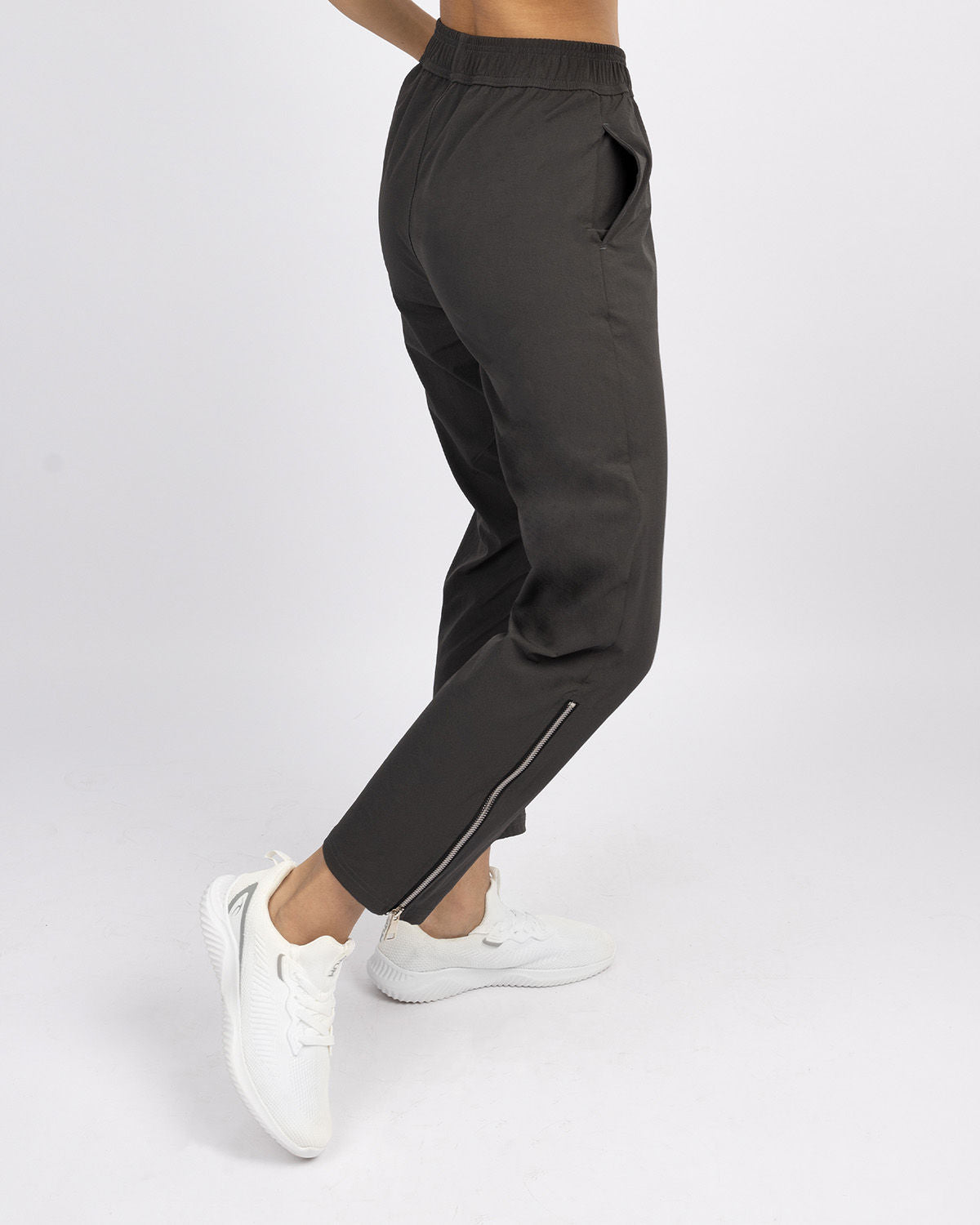 Slit Zipper Gray Women's Pants-Atum -96939950