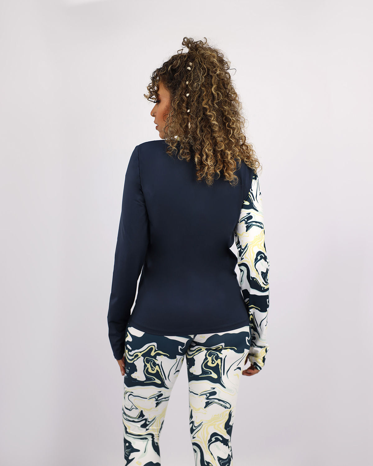 Long Sleeve Women's Navy T-Shirt-Atum -30865149