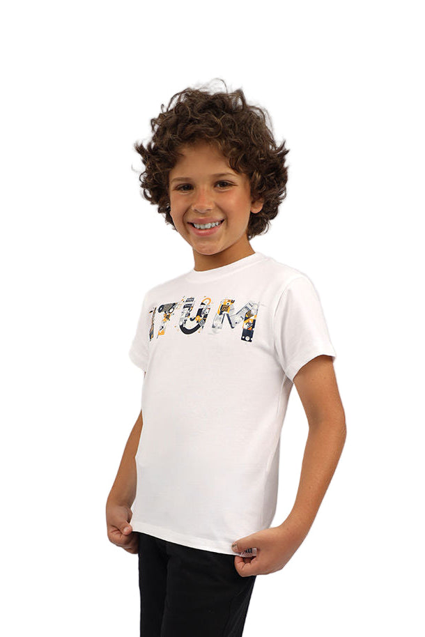 Boy's Short Sleeves Basic White T-shirt-Atum -94263986