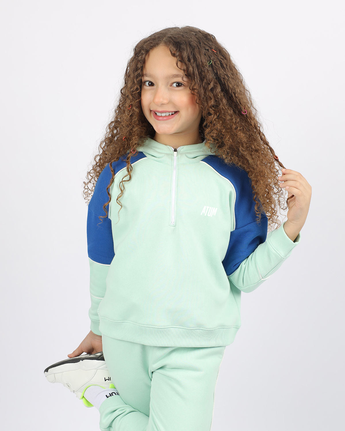 Girl's Quarter Mint Zip Hoodie-Atum -43178655