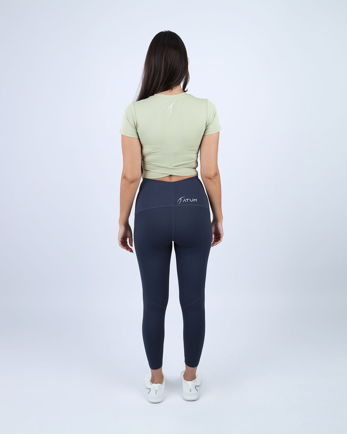 Twisted Short Sleeves Green Crop Top-Atum -11078256