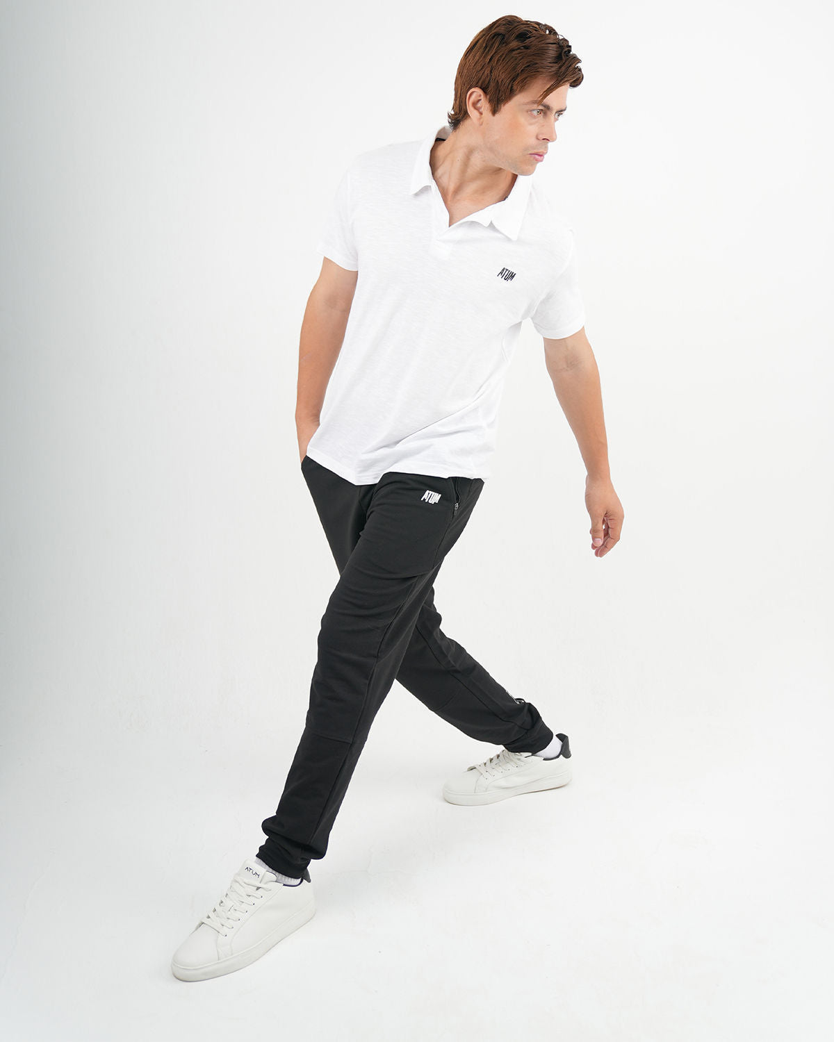 Comfort Slub White Polo Shirt-Atum -23570370