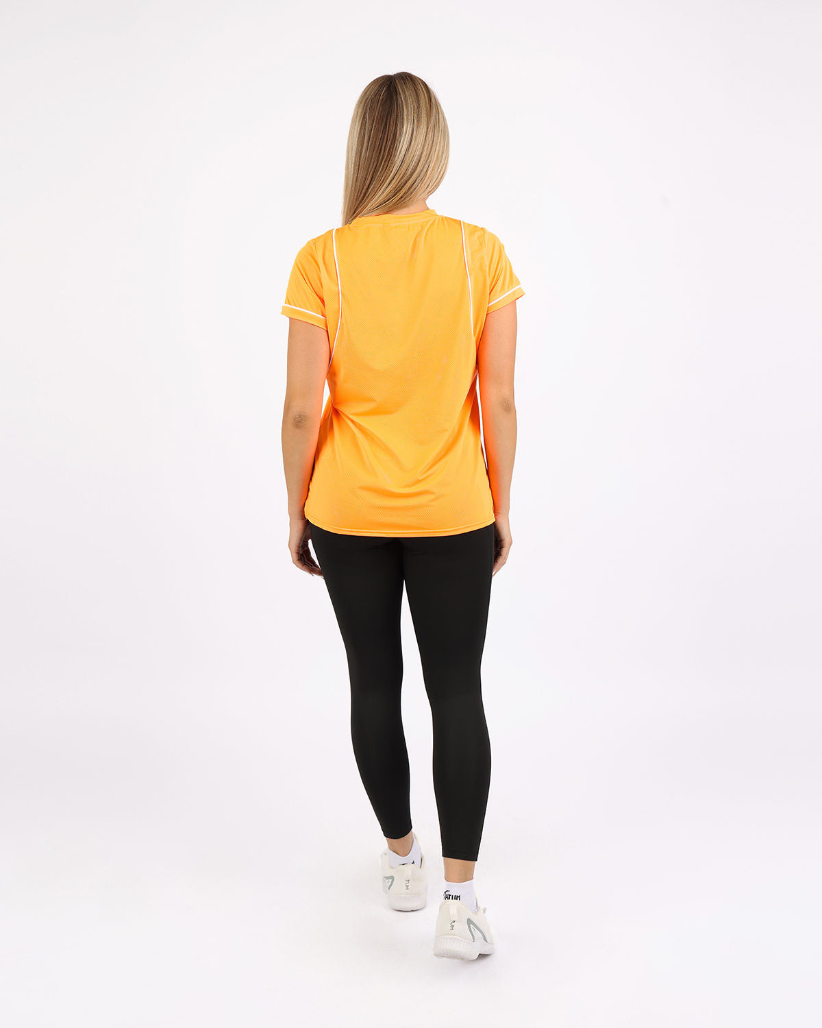 Short-Sleeve Breathable Orange Mesh Top-Atum -26741220