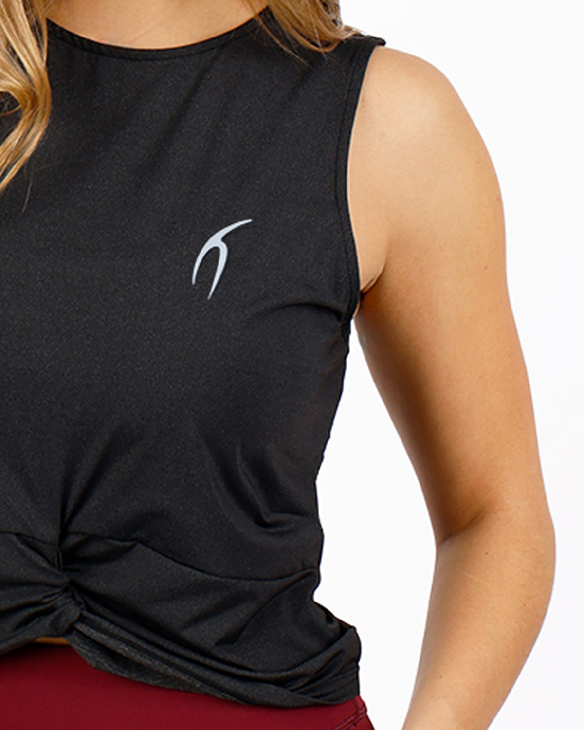 YOGA Twist Cropped Black Tank Top