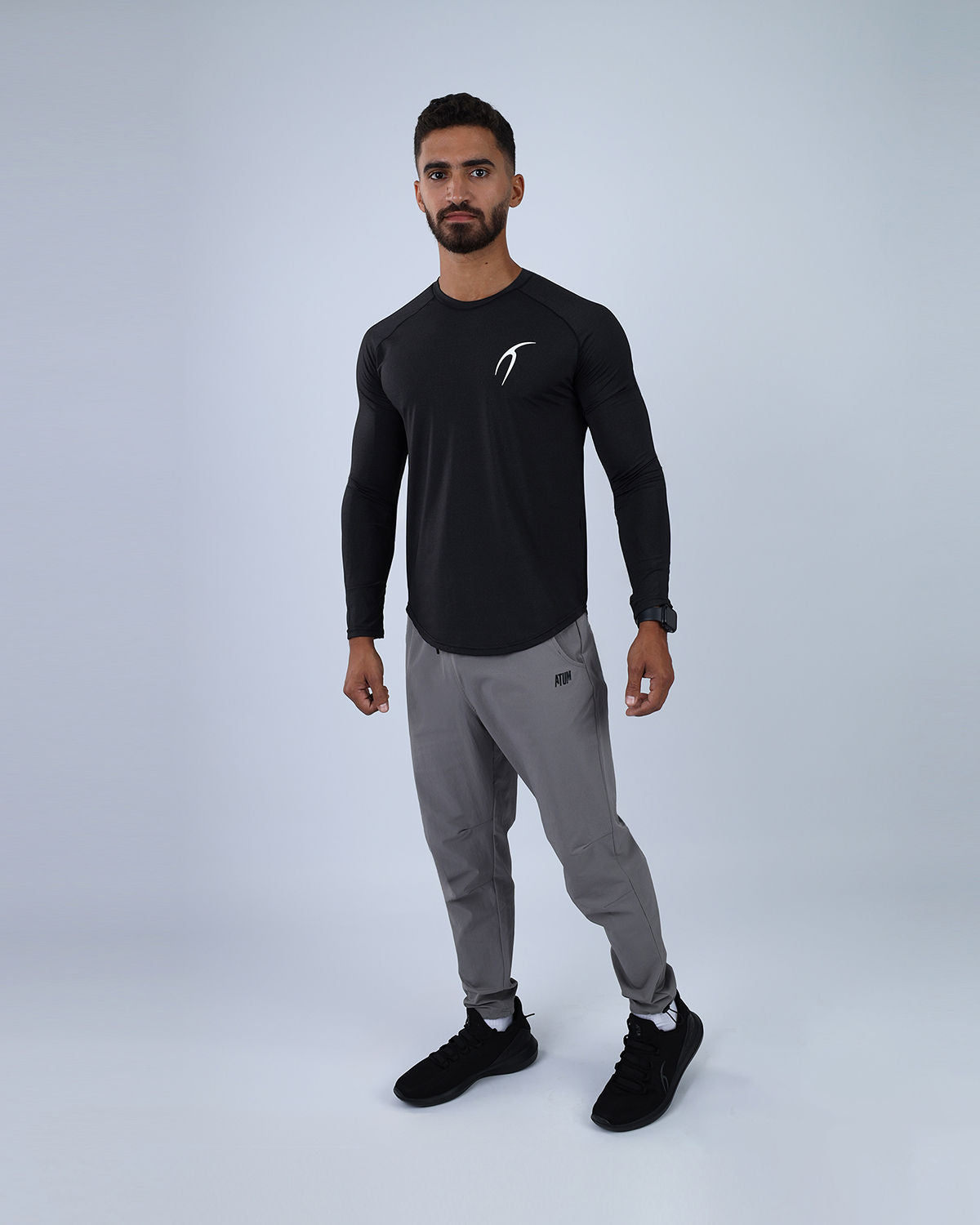 Long Sleeve Running Black Tee-Atum -47655219