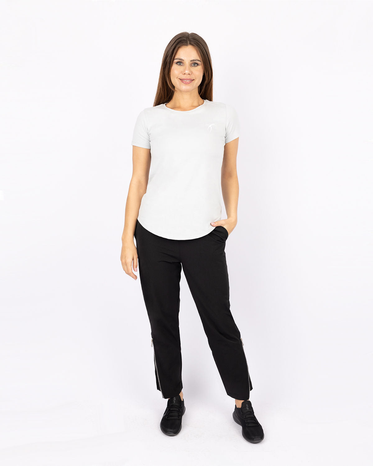 Slit Zipper Black Women's Pants-Atum -62902910