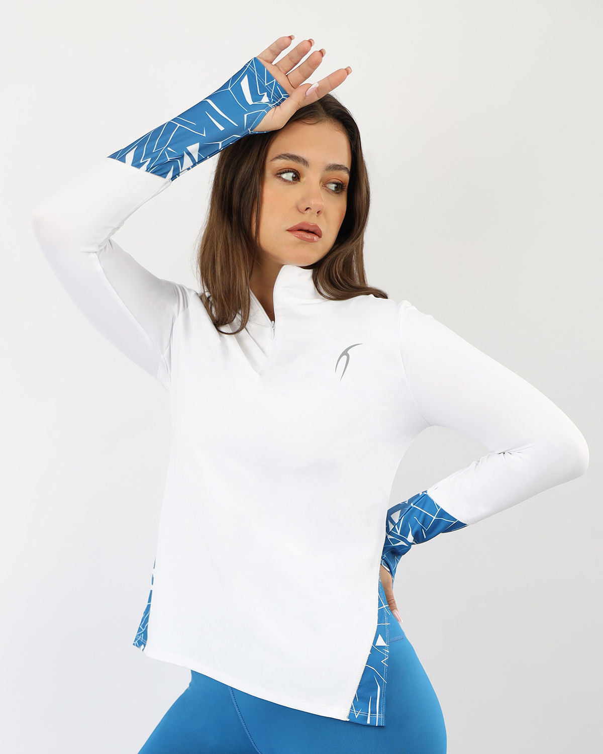 Women's Quarter Zip White Top-Atum -243461