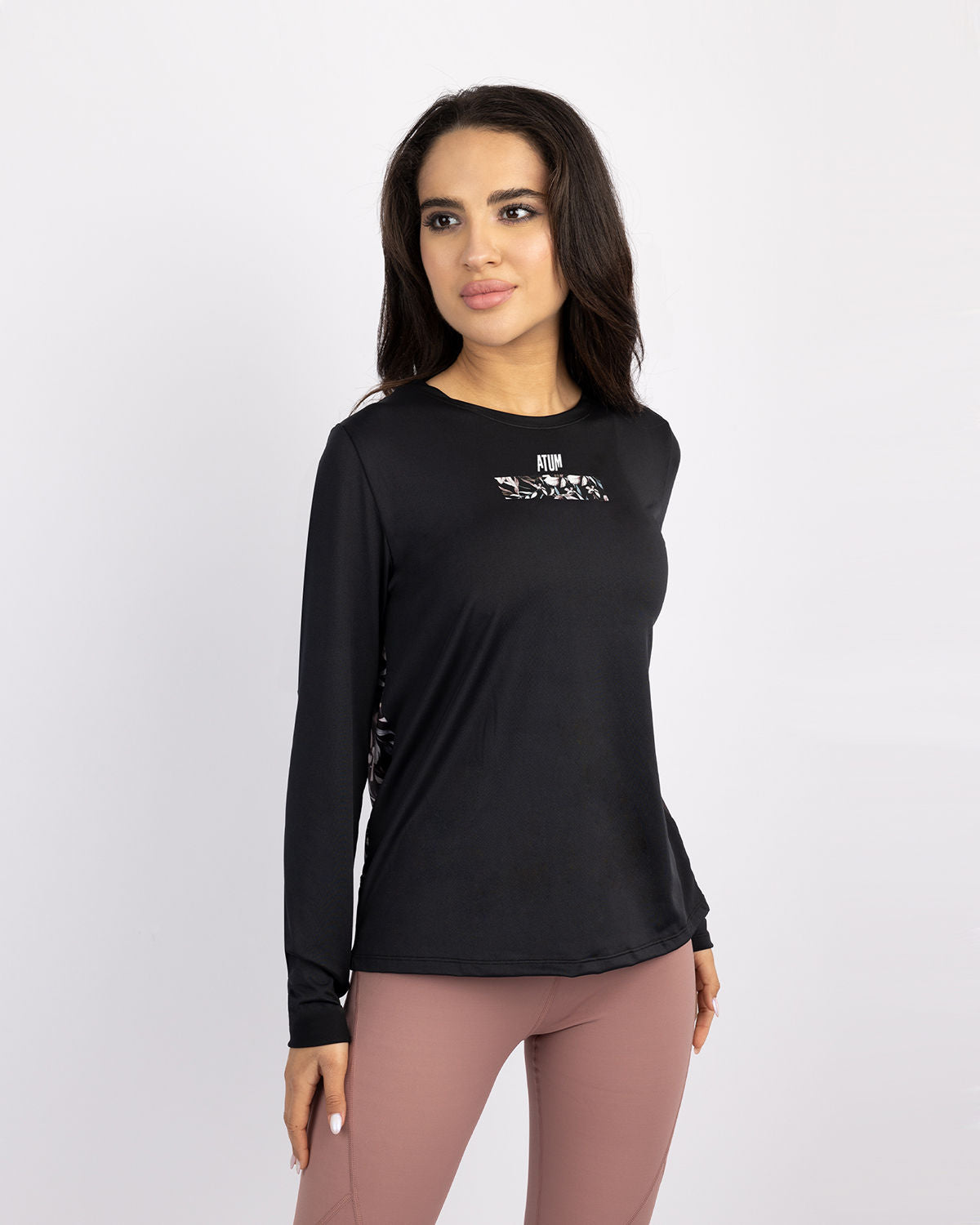 Crew Neck Women's Black T-Shirt-Atum -81198368