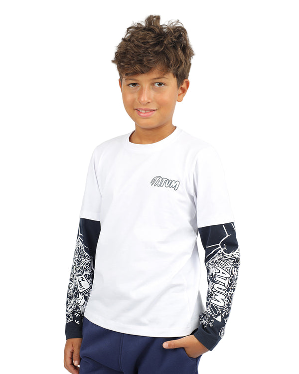 Cotton Boy's White T-Shirt-Atum -35673822