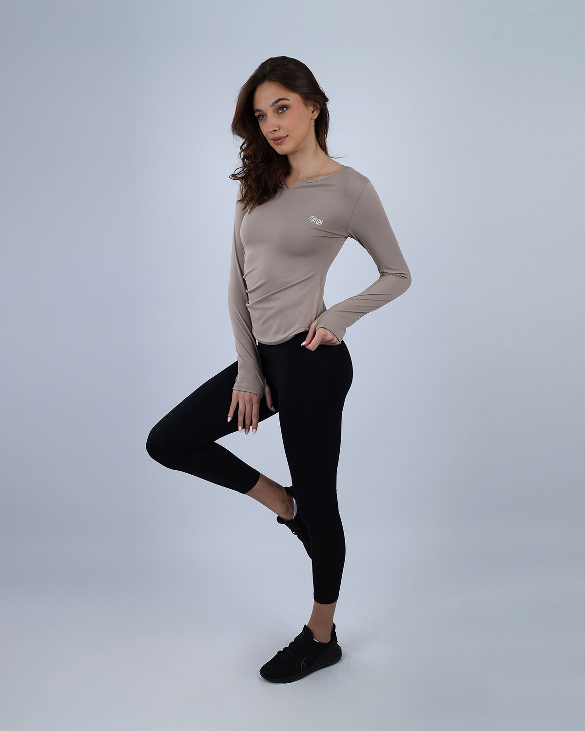 Elegance Women's Coffee Long-Sleeve Top-Atum -80691424