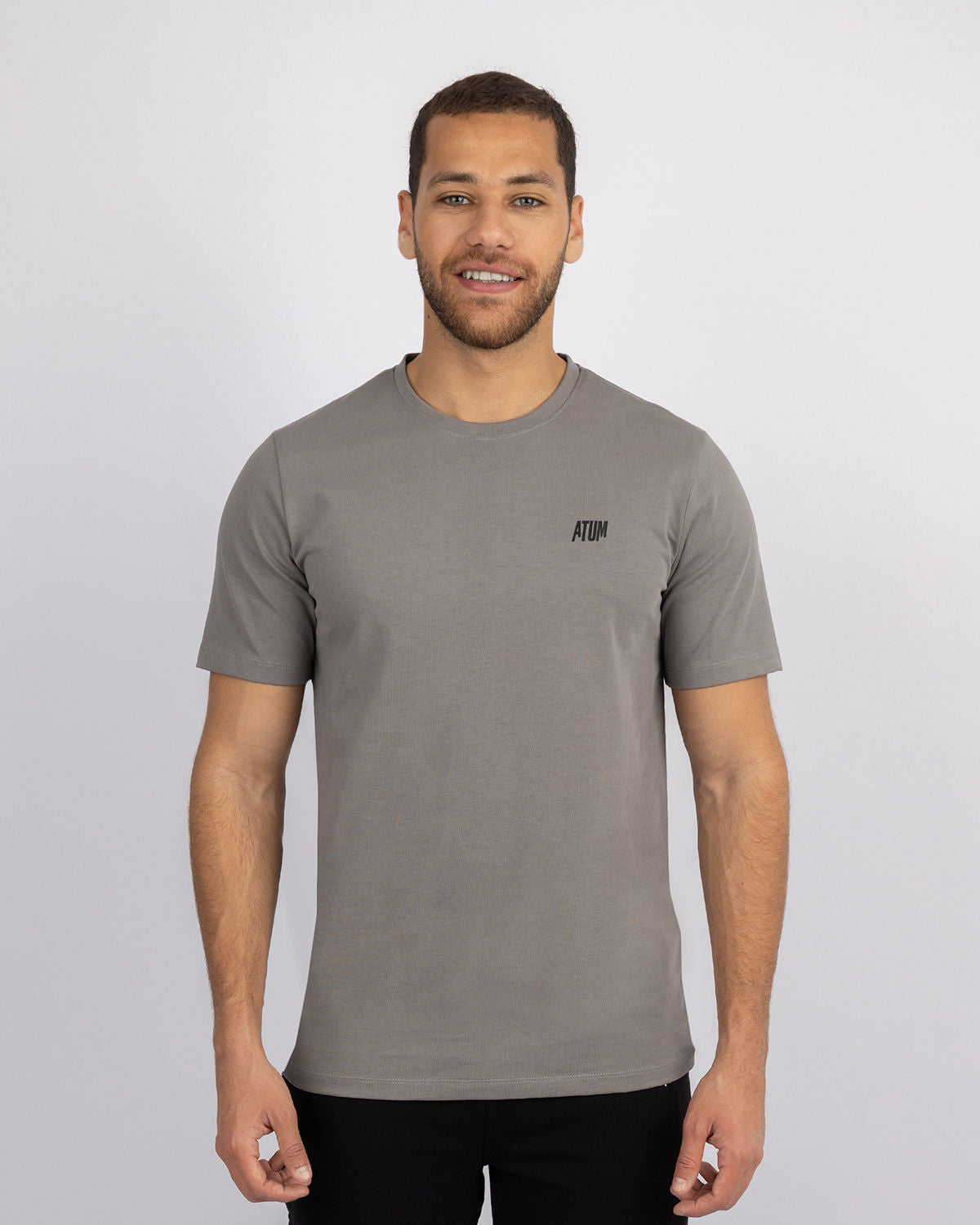 Basic Cotton Gray T-Shirt-Atum -86801108