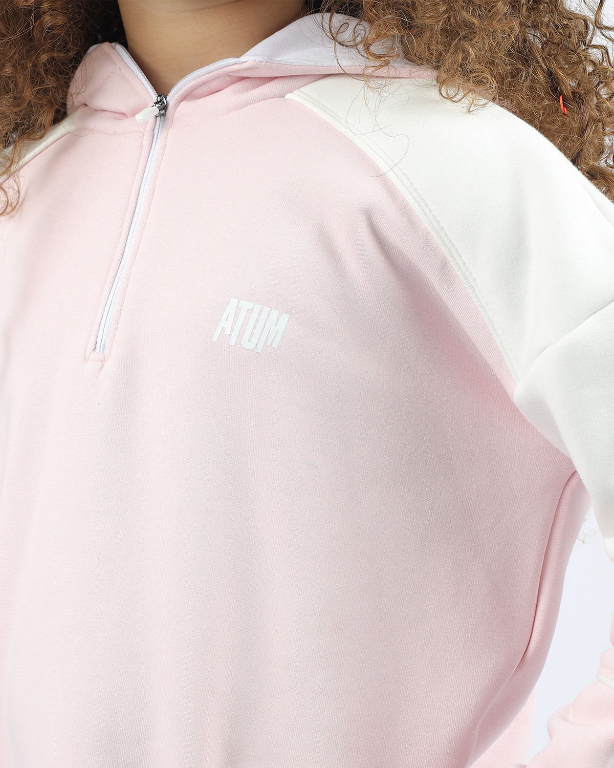Girl's Quarter Pink Zip Hoodie-Atum -86153125