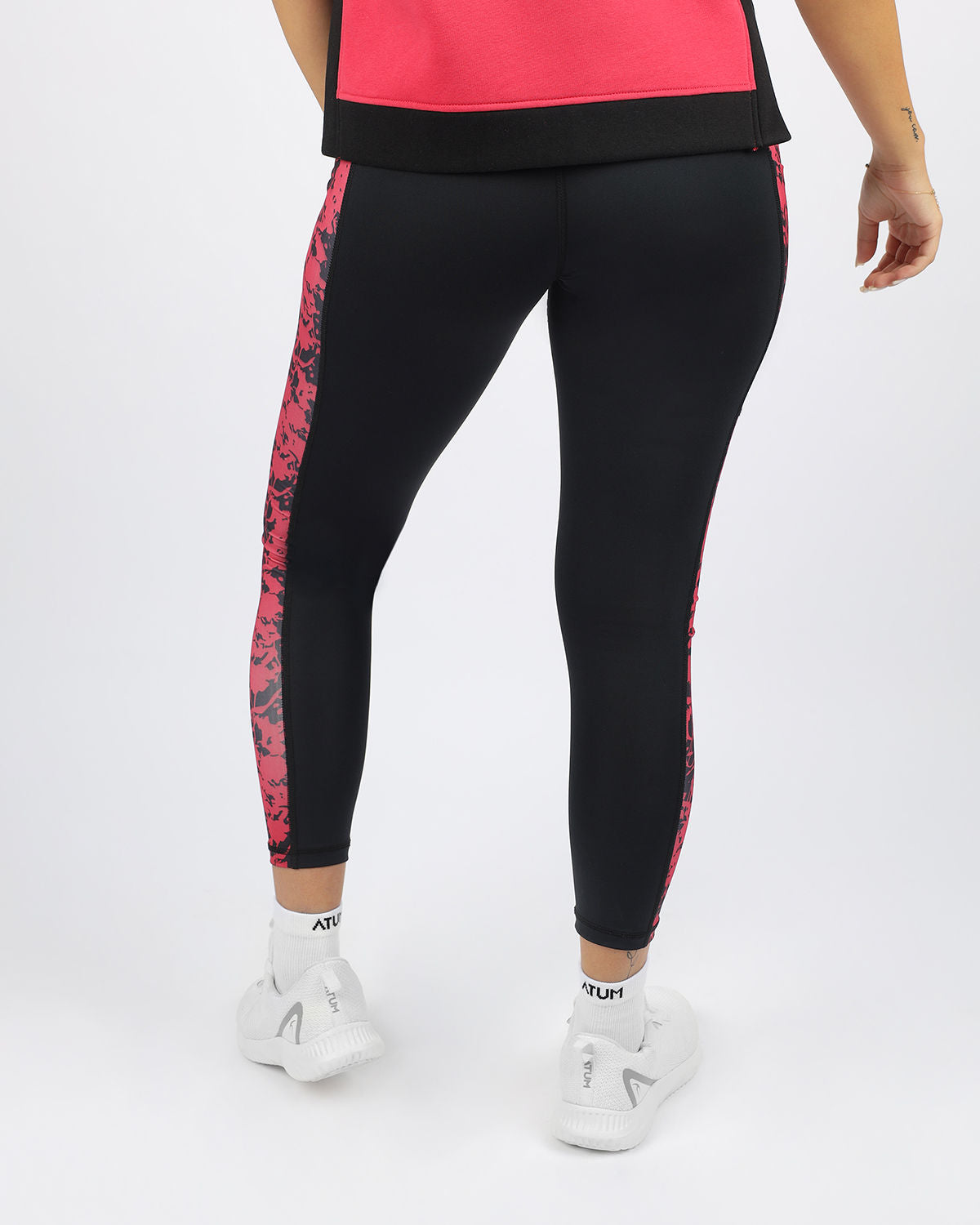 Printed Panel Black Leggings-Atum -71337672