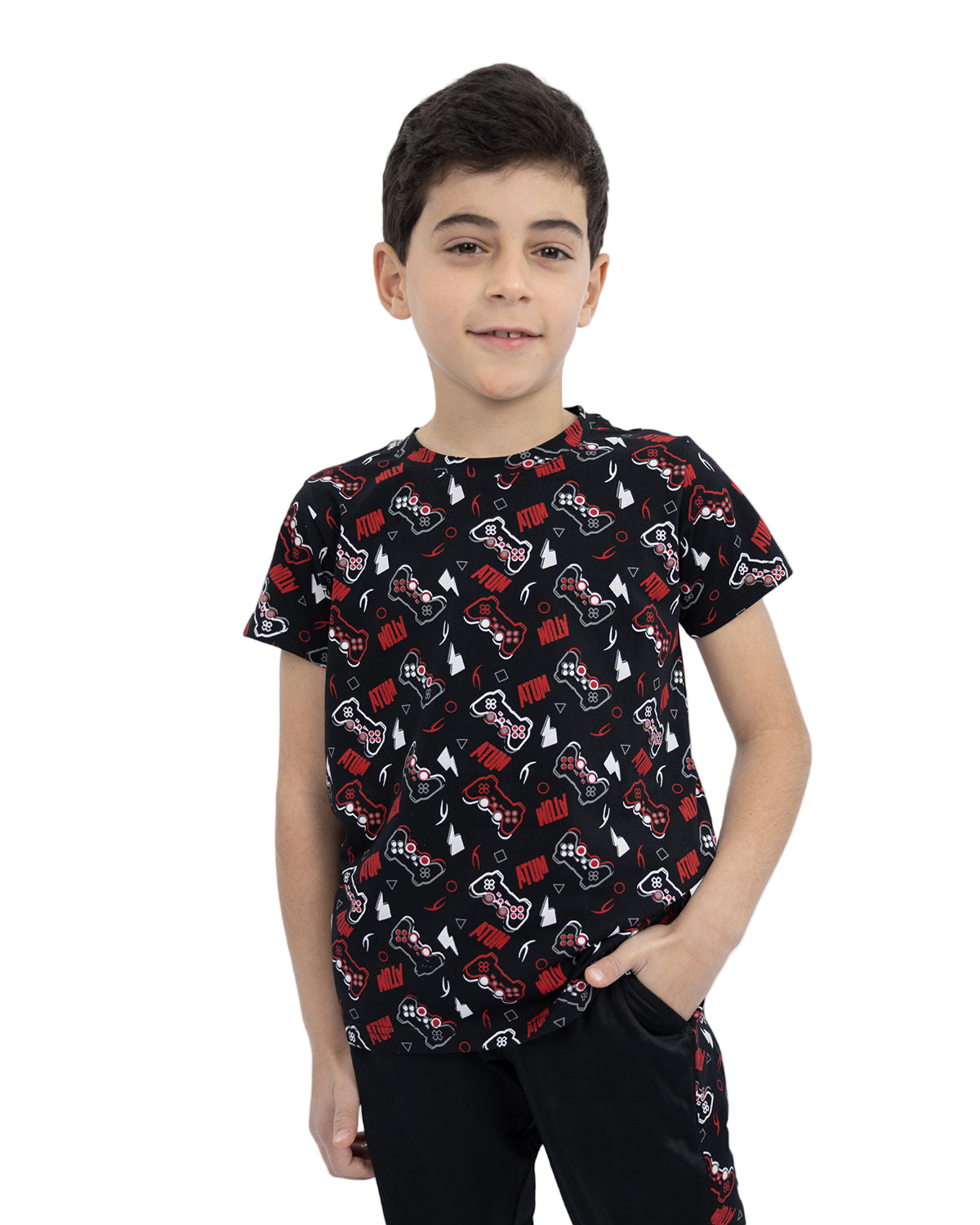 Printed Graphics Black T-Shirt-Atum -96315778