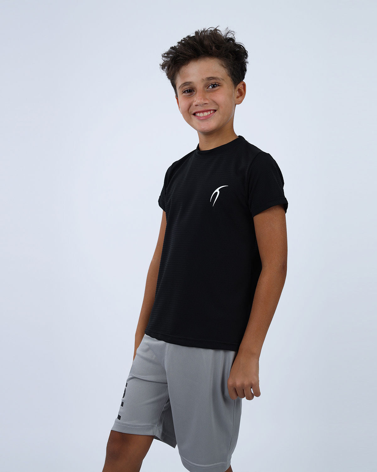 Crew Neck Short Sleeve Black Breathable Top-Atum -67604198