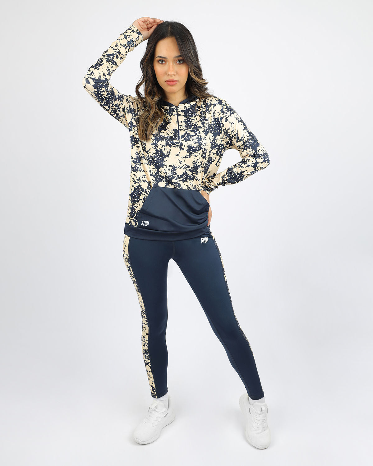 Long Sleeves Women's Navy Hoodie-Atum -44168462