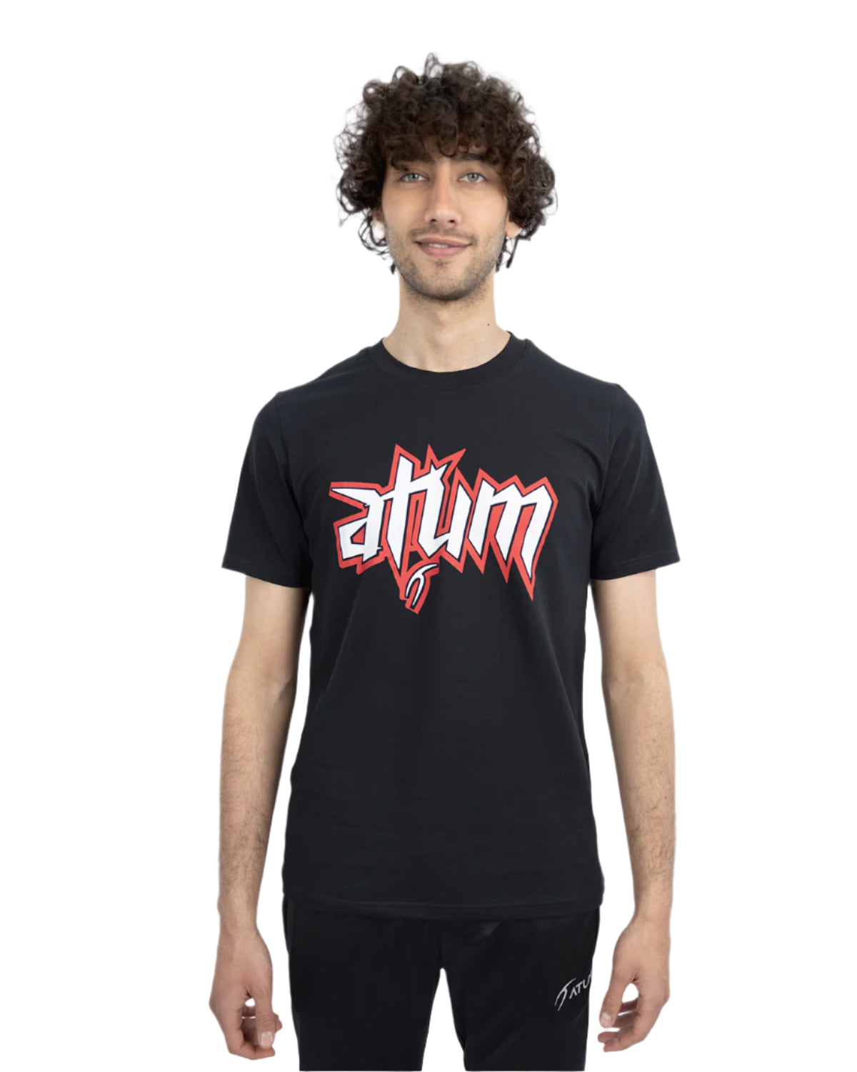 Men's Graphic Logo Black T-Shirt-Atum -65588682