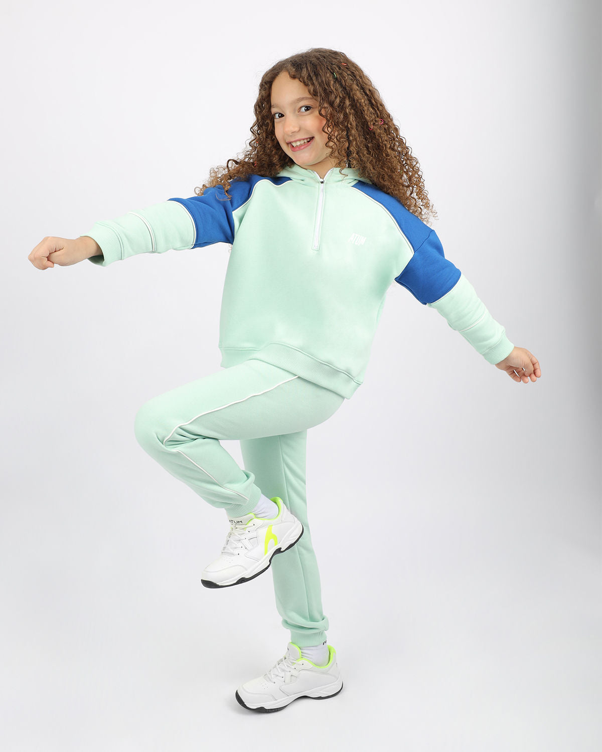 Girl's Quarter Mint Zip Hoodie-Atum -41771658