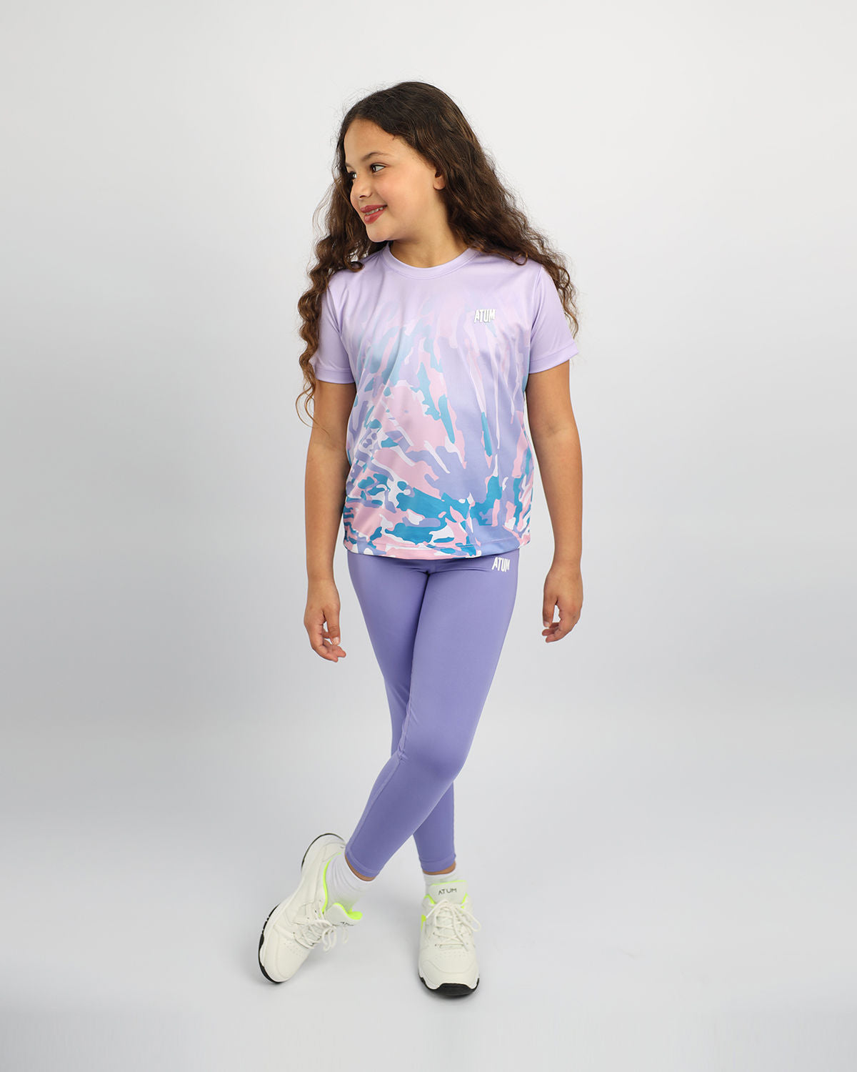 Girl's Floral Purple Leggings-Atum -57659087