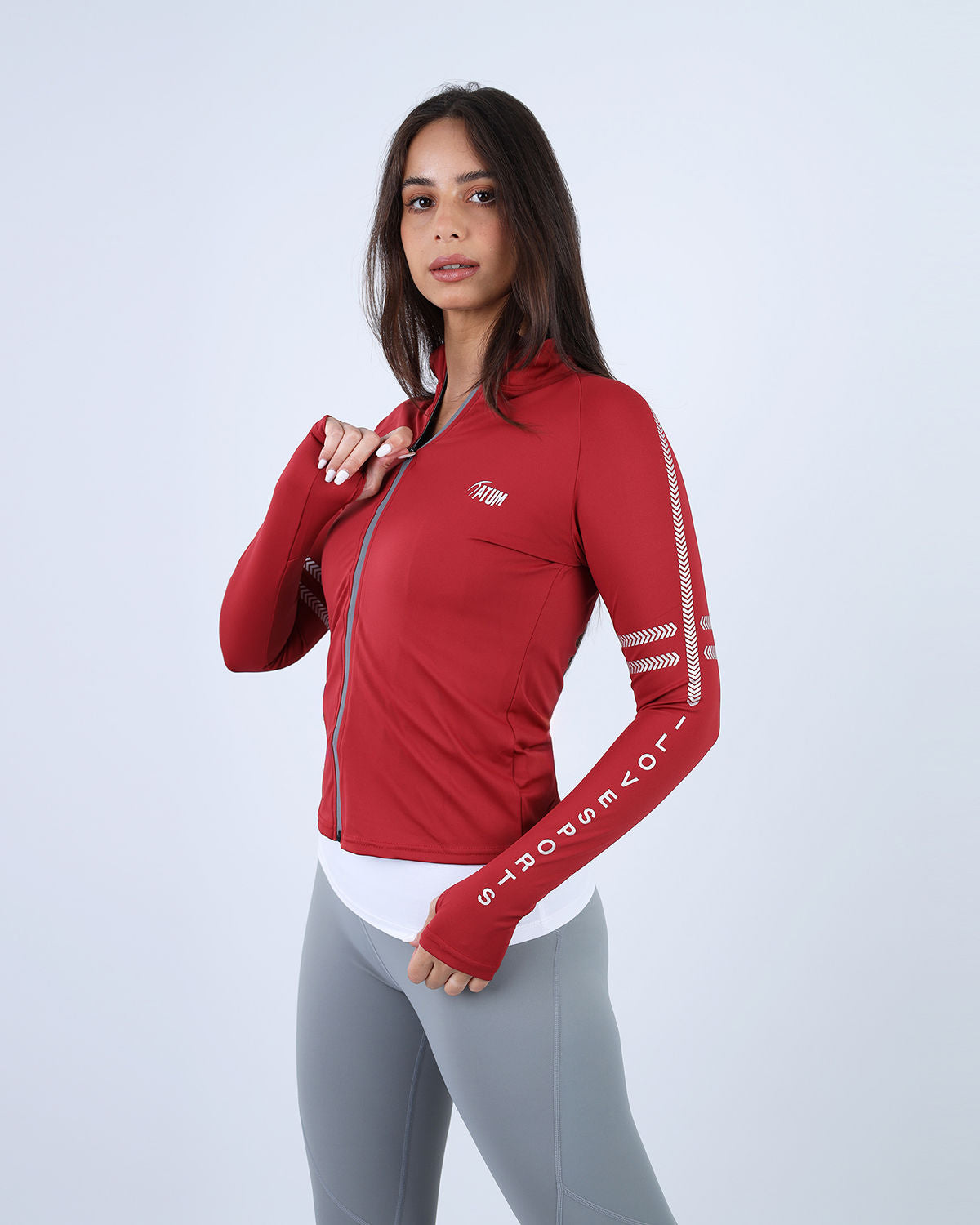 Athleisure Inspire Zip Red Jacket-Atum -43013642