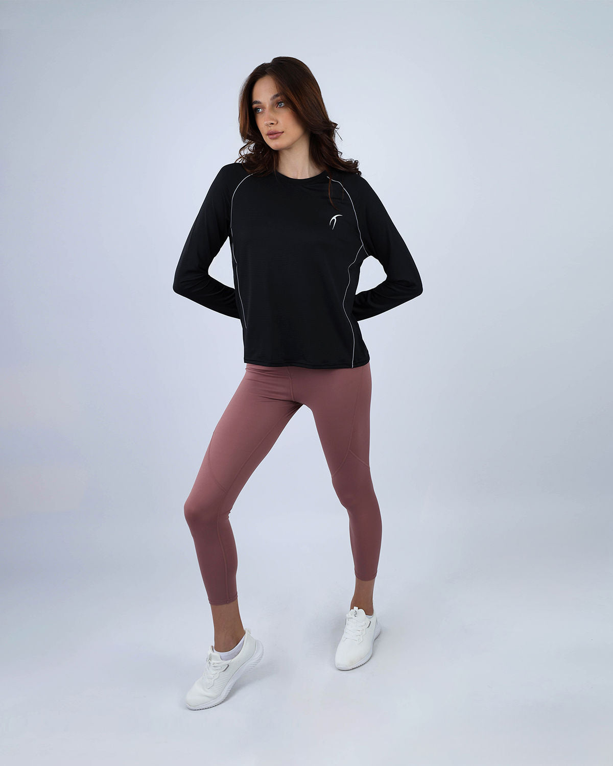 Slim Long Sleeve Black Top-Atum -50743031