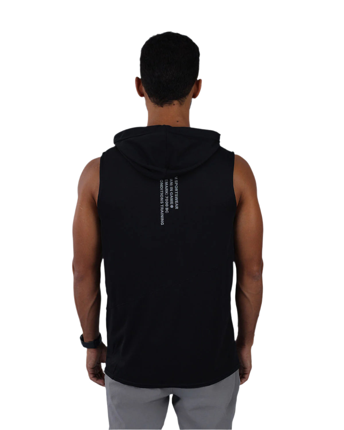 Sleeveless Breathable Black Hoodie-Atum -60681816
