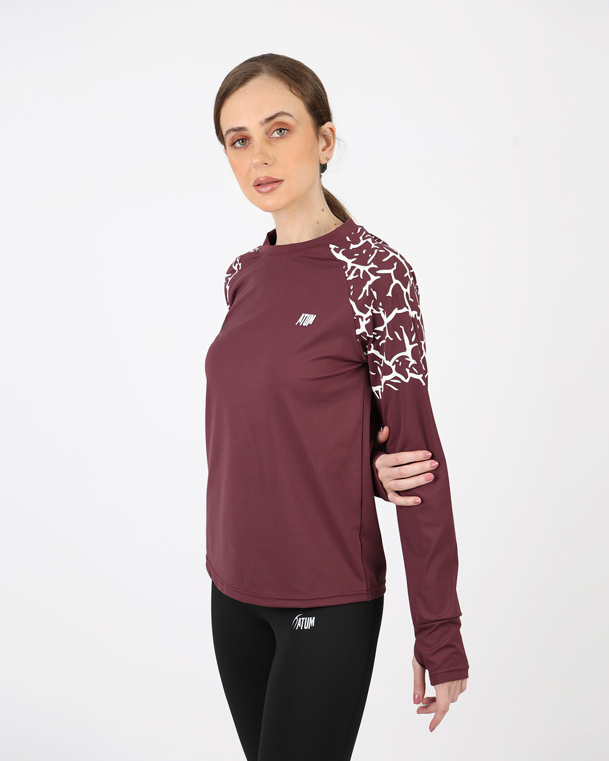 Graphic Long-Sleeve Burgundy T-Shirt-Atum -51790170