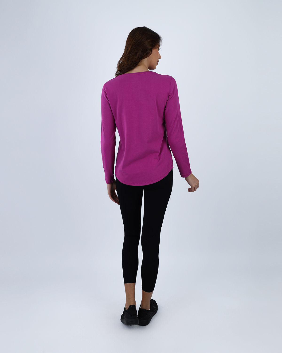 Basic Long Sleeve Dark Purple T-Shirt-Atum -24978986