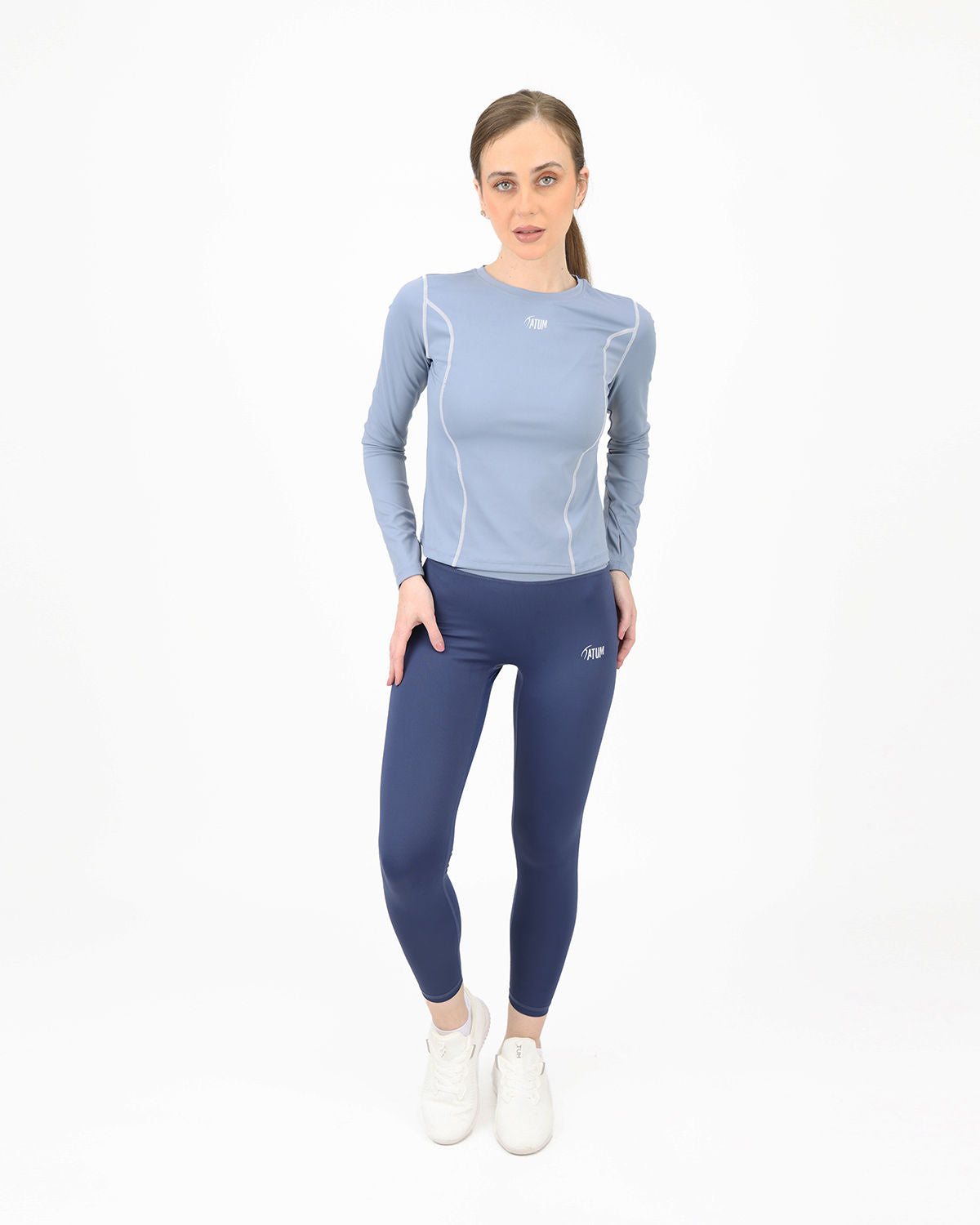 Streamline Long Slevess Women's Blue Top-Atum -87097953