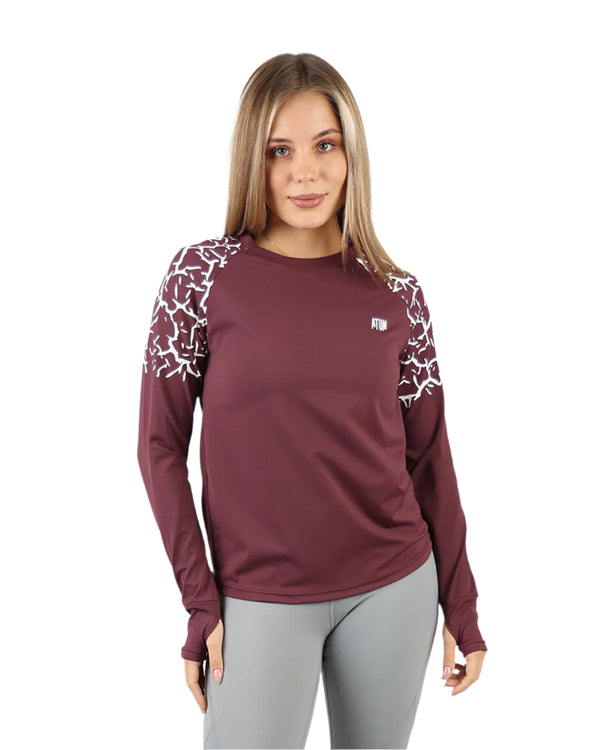 Graphic Long-Sleeve Burgundy T-Shirt-Atum -78436051