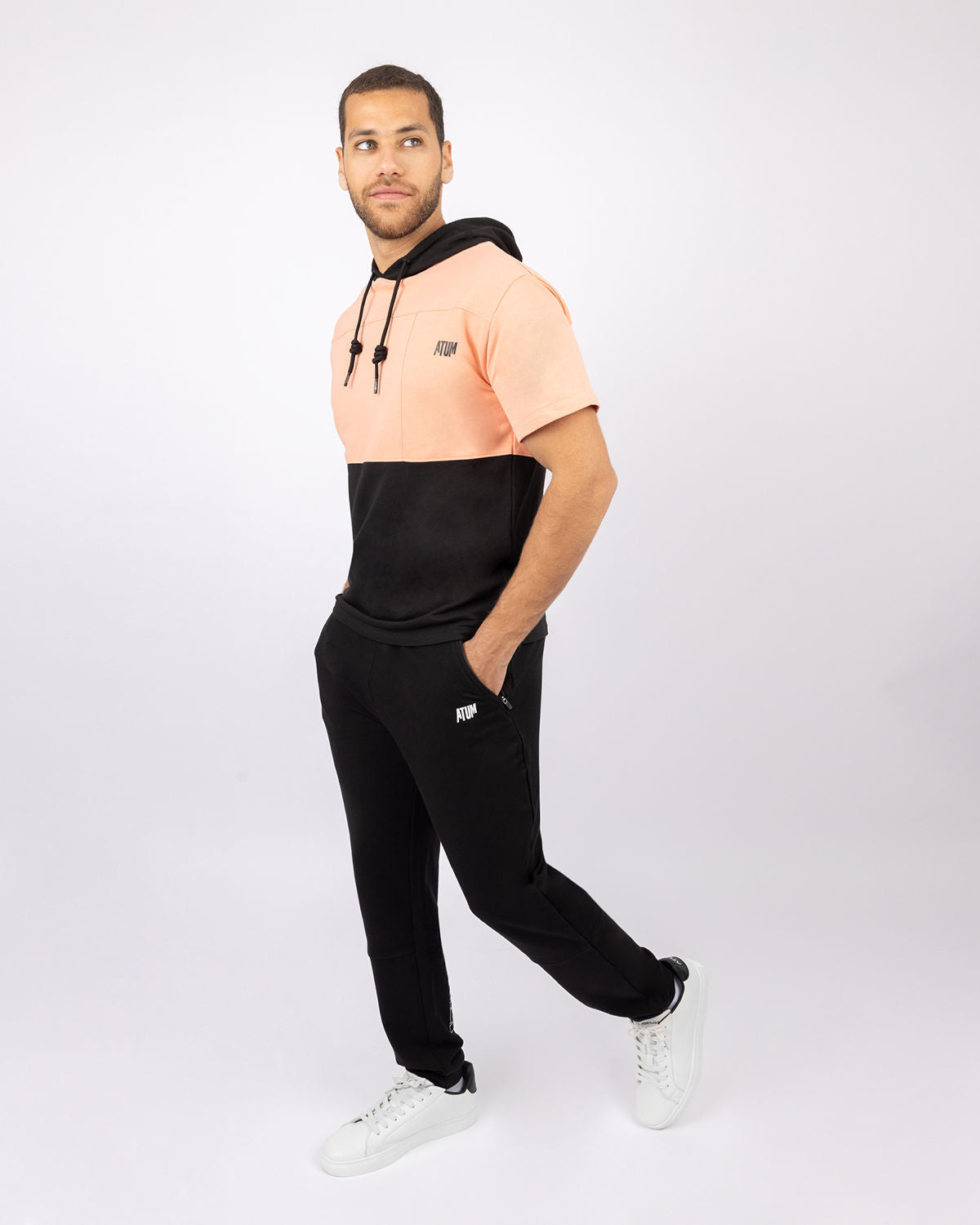 Half Sleeve Coral Hoodie-Atum -44466454