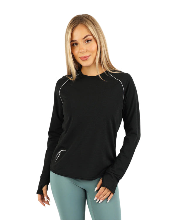 Long-Sleeve Training Black Top-Atum -85038454