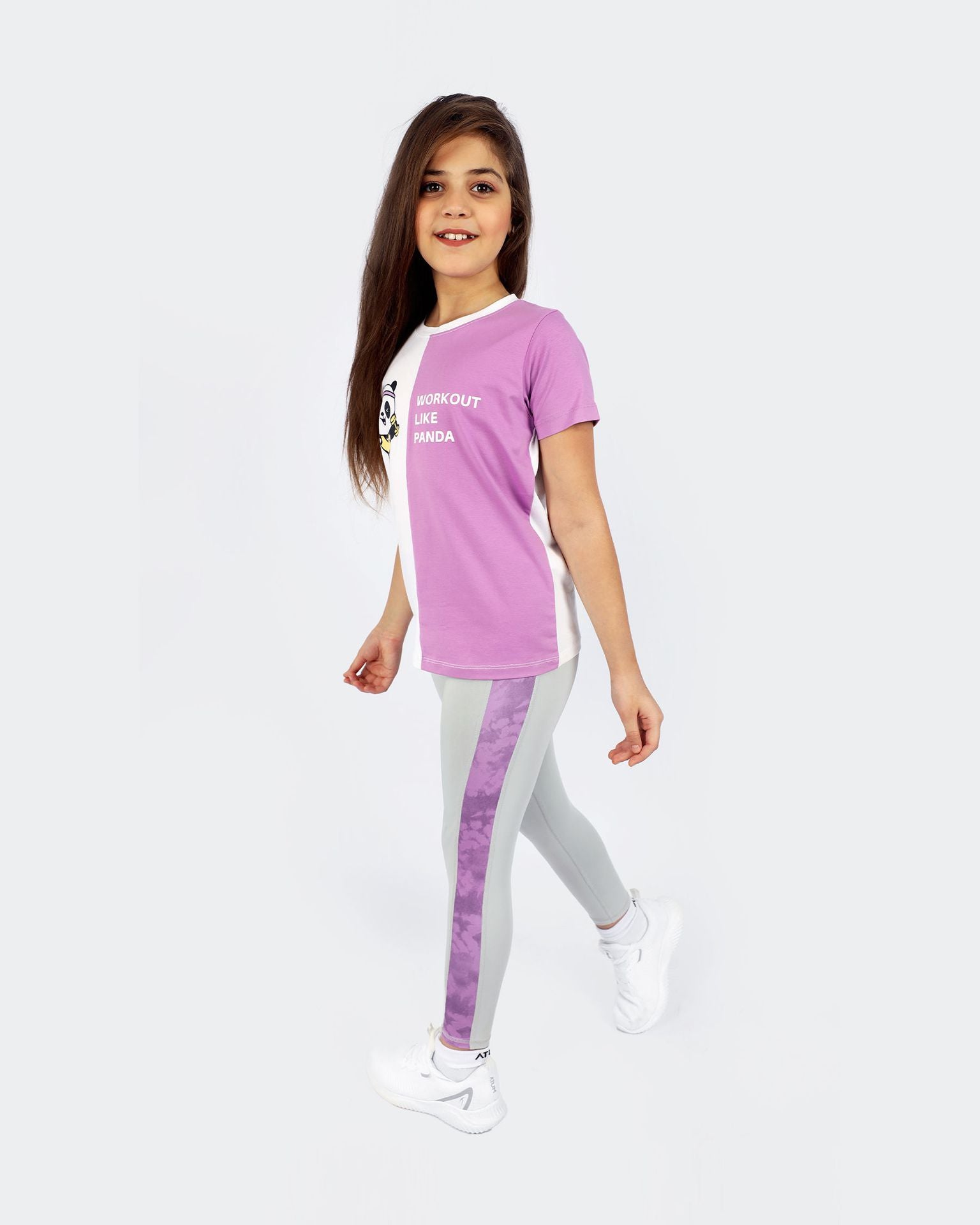Girl's Marble Gray Leggings-Atum -89941740