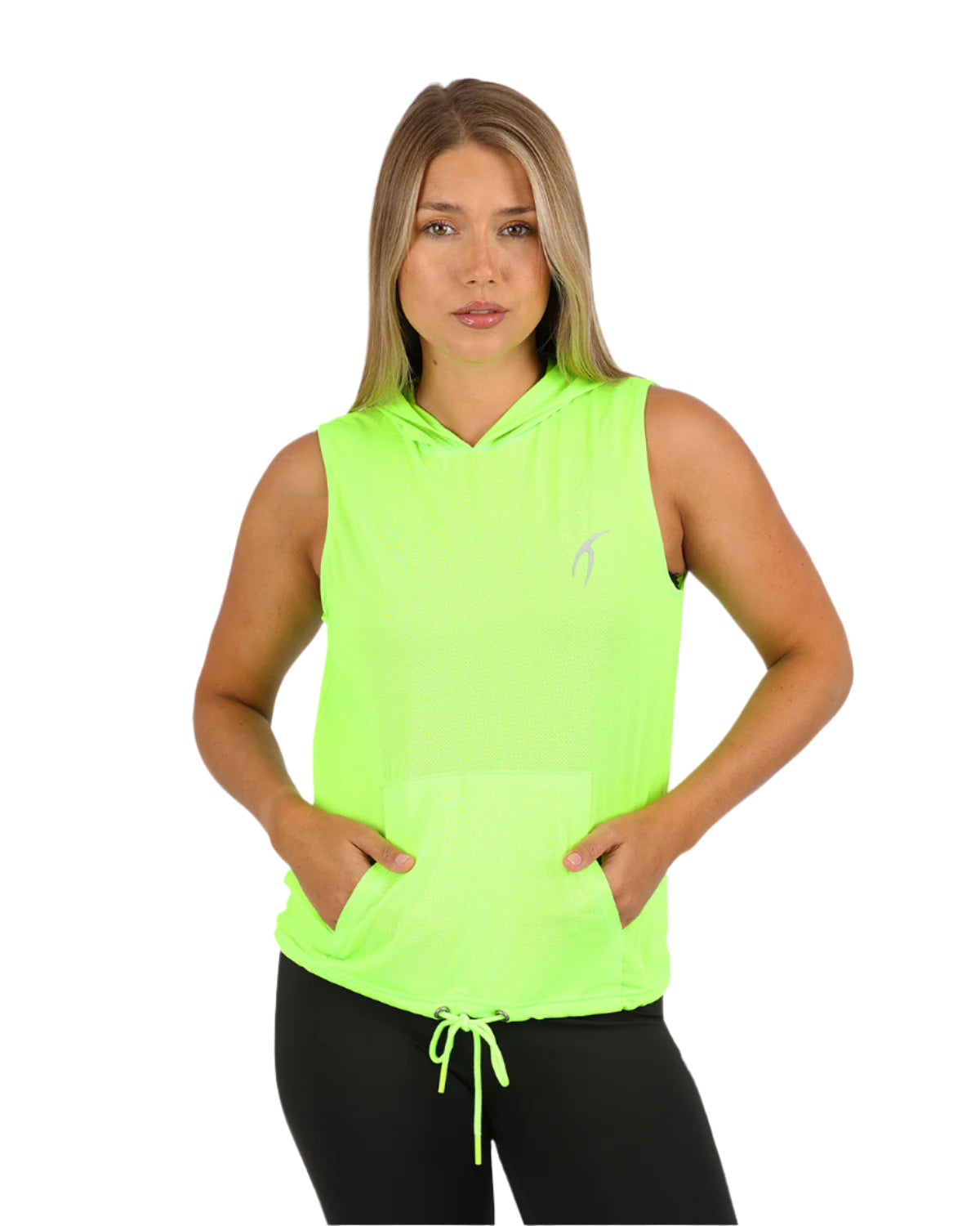 Sleeveless Breathable Lime Green Women's Hoodie-Atum -59704988