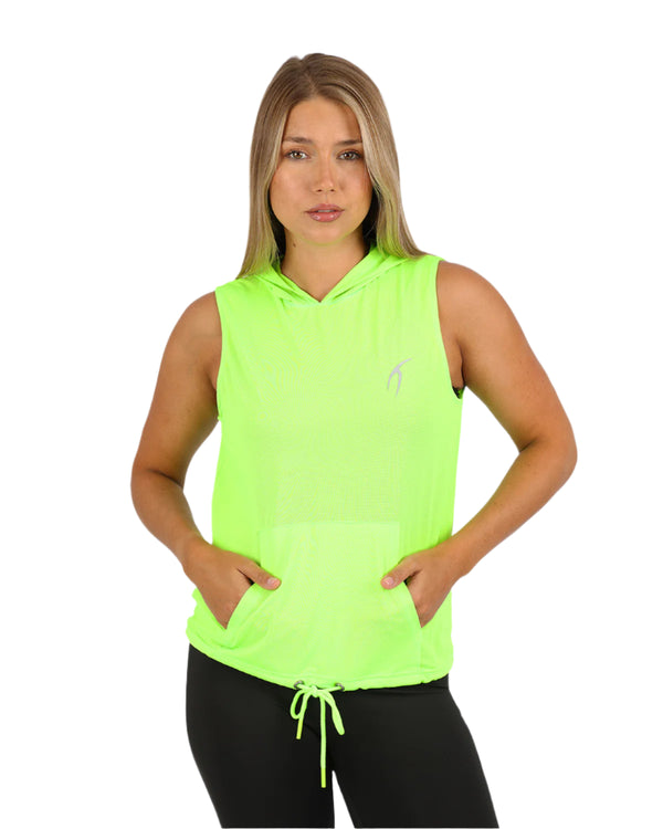 Sleeveless Breathable Lime Green Women's Hoodie-Atum -59704988