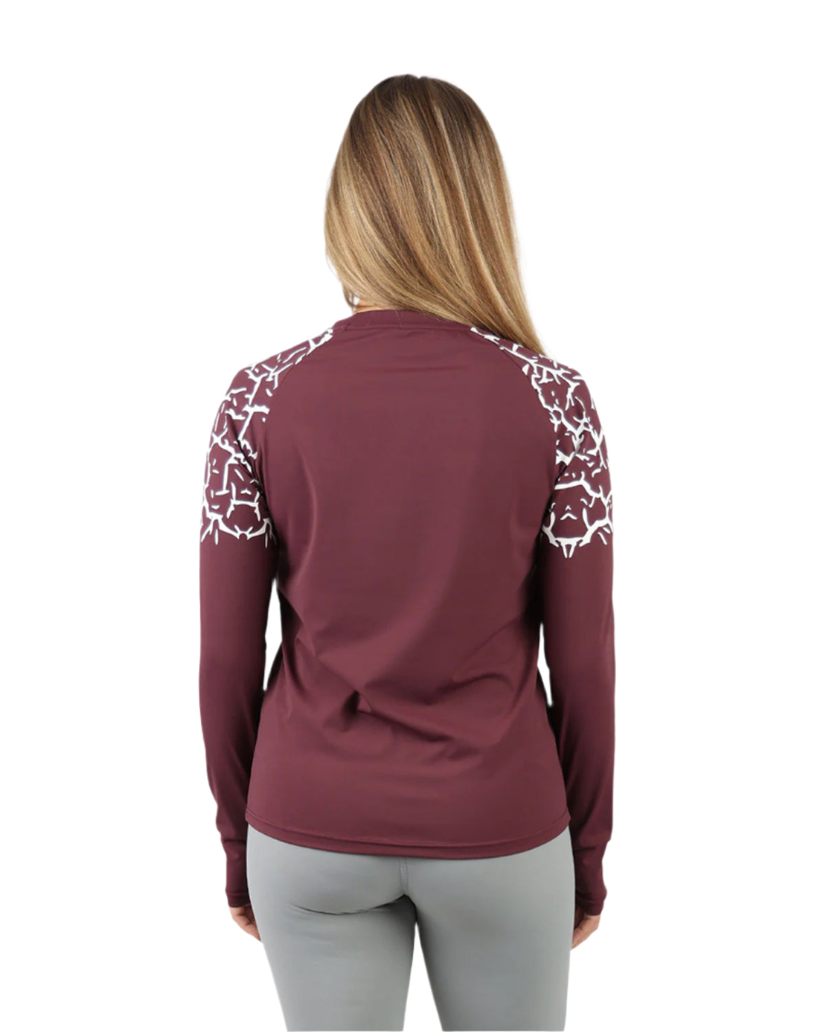 Graphic Long-Sleeve Burgundy T-Shirt-Atum -79790115
