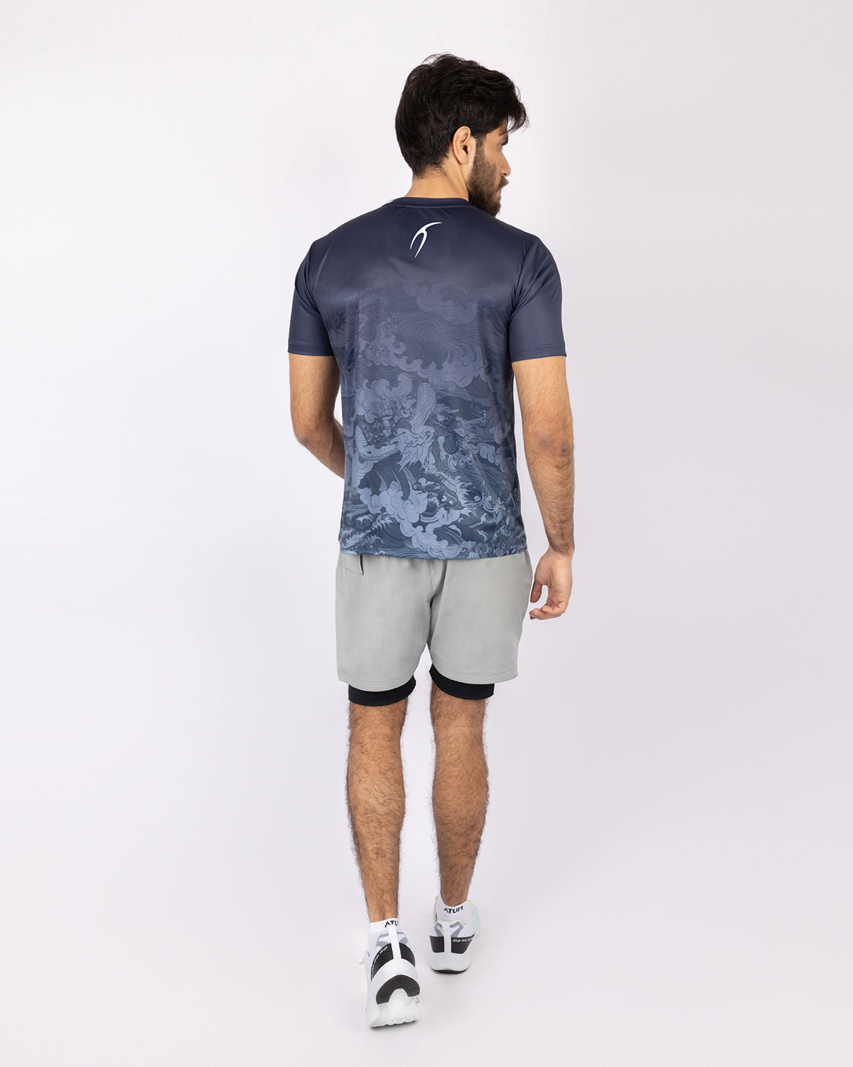 Round Printed Navy T-Shirt-Atum -11051217