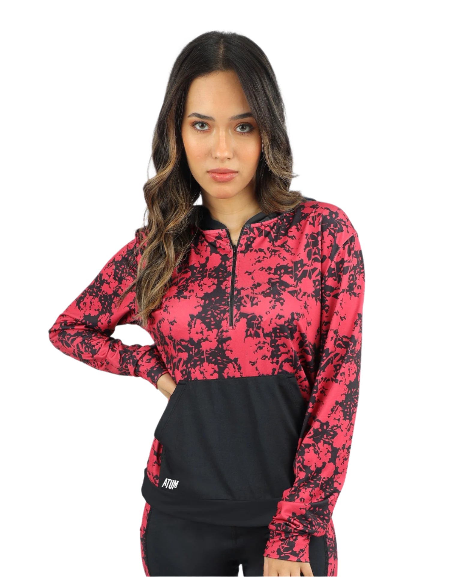 Long Sleeves Women's Black Hoodie-Atum -47863570