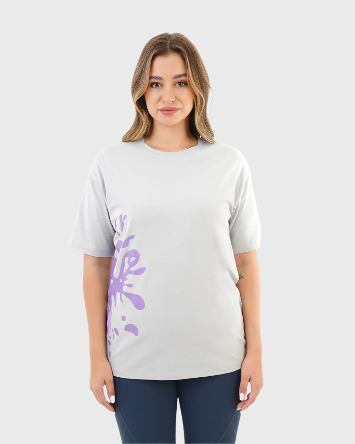 Oversized Splash Gray T-Shirt-Atum -1148416